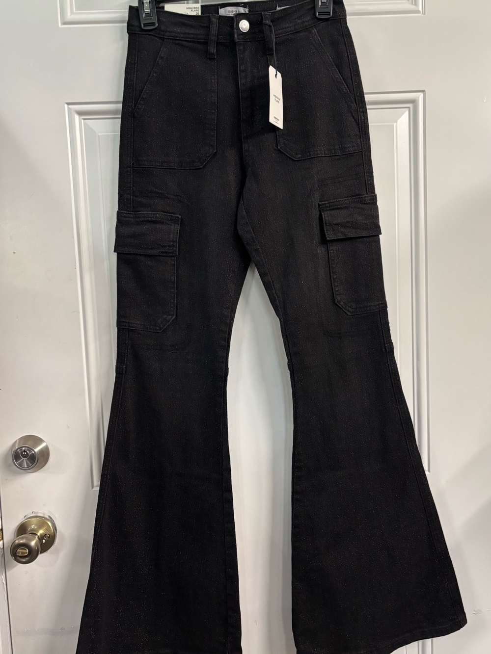 Forever 21 Black Cargo Flare Jeans